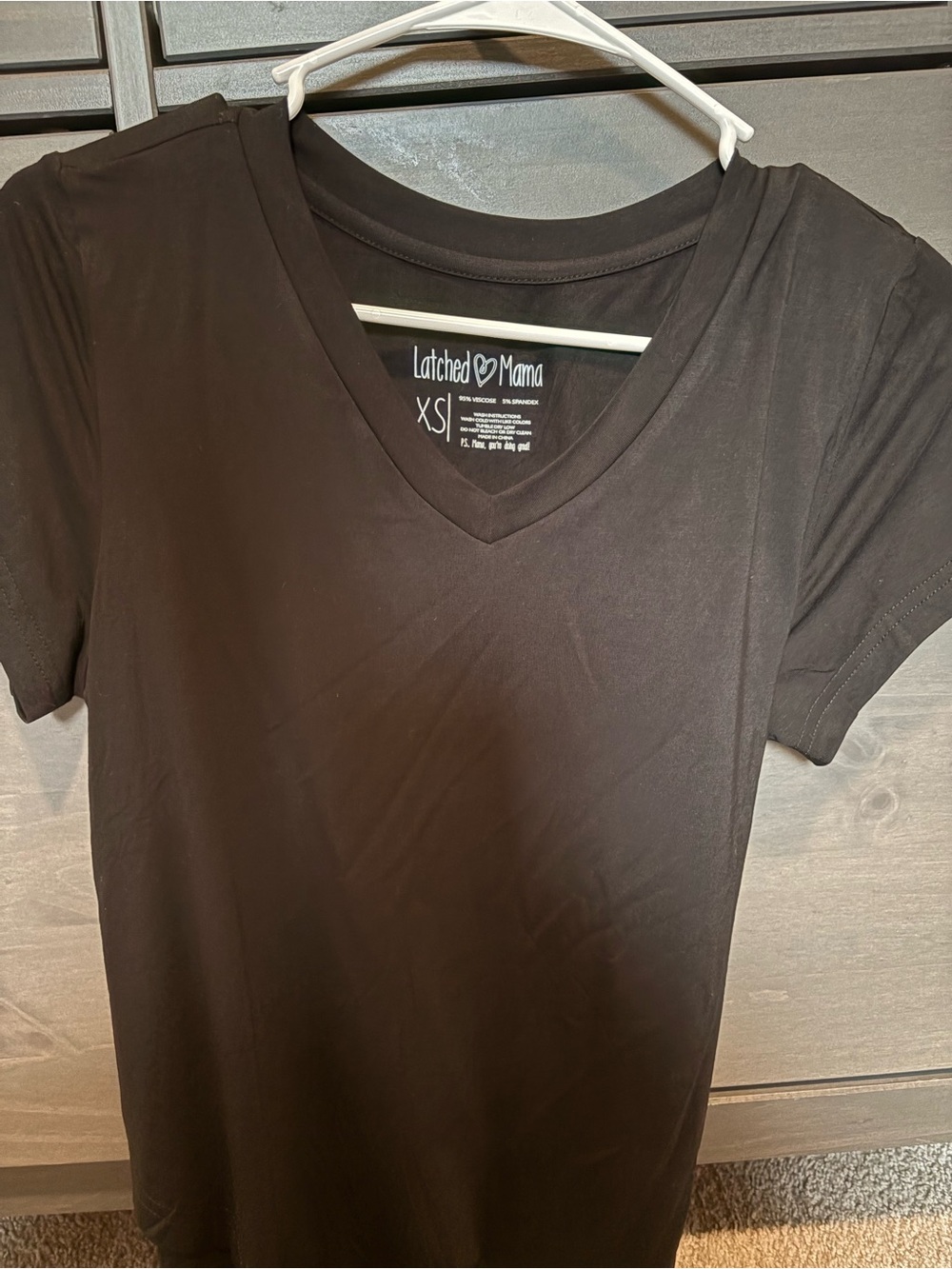 Latched Mama Black V-Neck Short Sleeve Nursing Tee